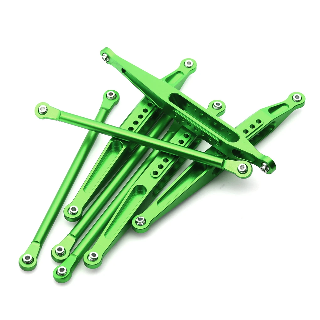 Zestaw drążków kierowniczych ze stopu aluminium RCGOFOLLOW, część tuningowa RC, zestaw drążków kierowniczych do samochodów RC 1/10 LOSI LMT 4WD, kolor zielony