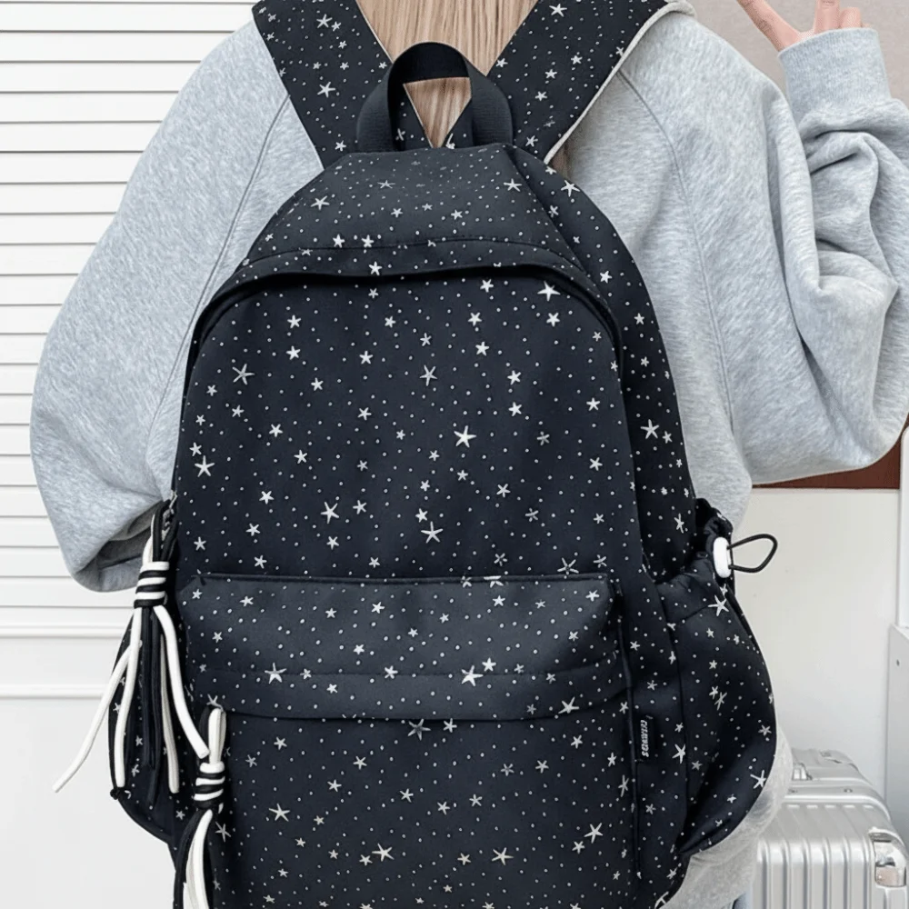 

Oxford Cloth Star Backpack Multi-pockets Solid Color Student School Bag Large Capacity Korean Style Travel Rucksack College