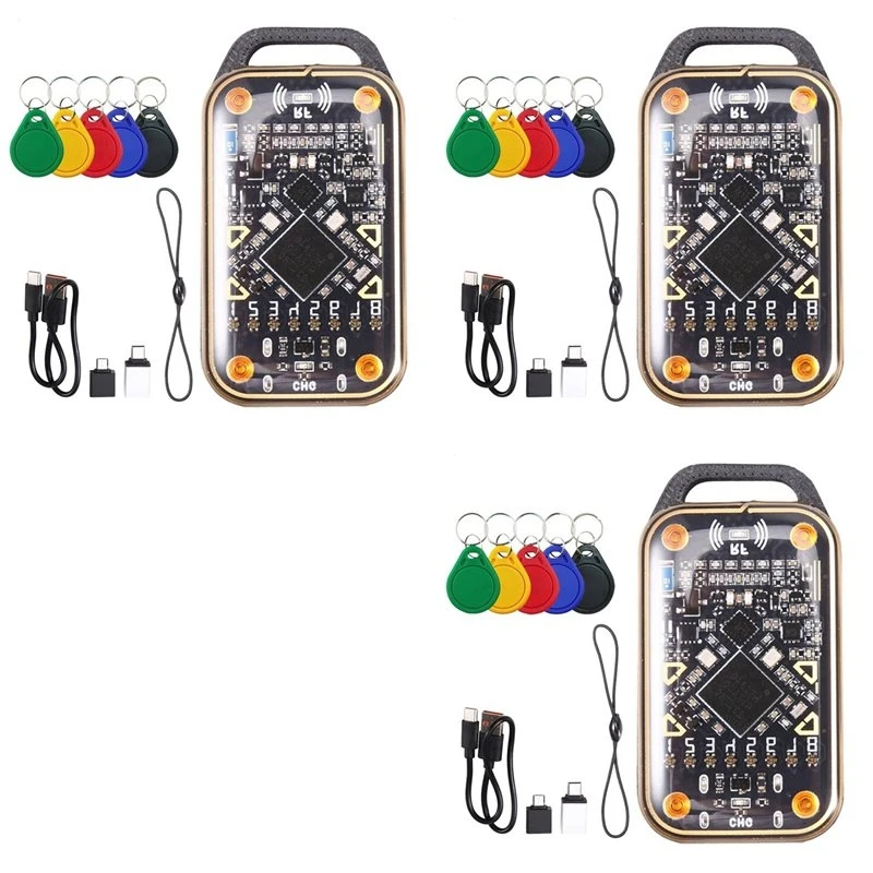 3X Chameleon Ultra Upgrade Card Emulator RFID Smart Chip Reader+15XUID Keychain 125K 13.56M Card Decode NFC Duplicator-A25R