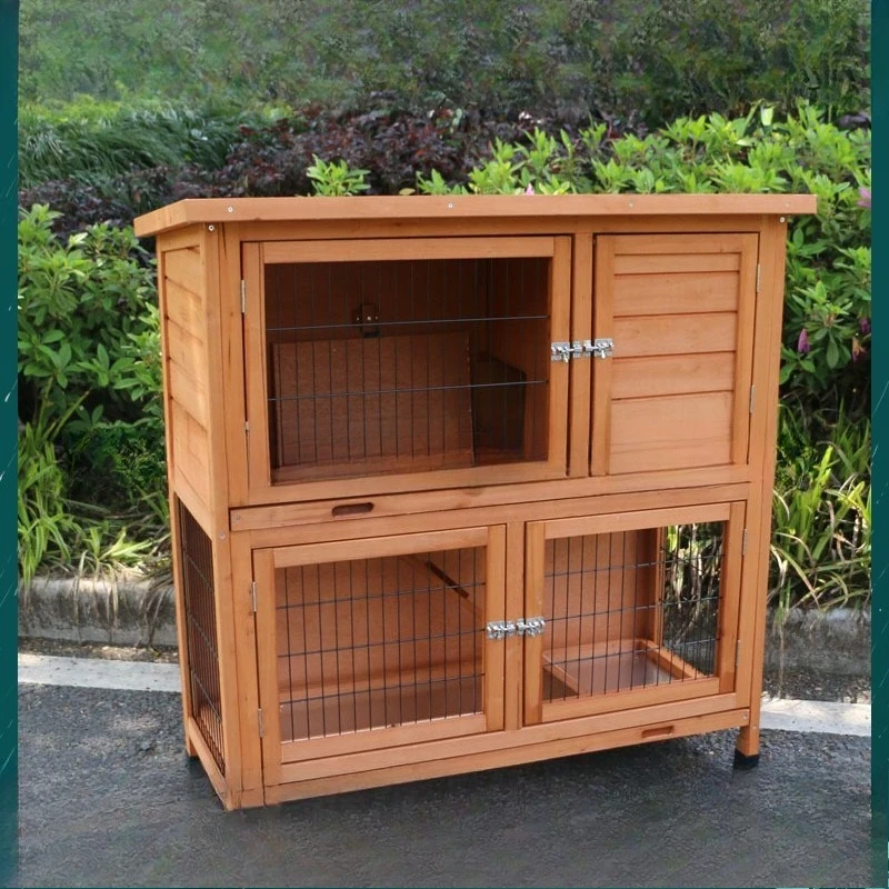 

Outdoor wooden rabbit cage Double-layer rabbit Anti-spray urine rabbit house nest Household house