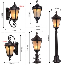 Outdoor Standing Porch Light Retro Wall Lamps Vintage Chandelier Led Lighting for House Gate Patio Aisle Exterior Sconce E27/E26