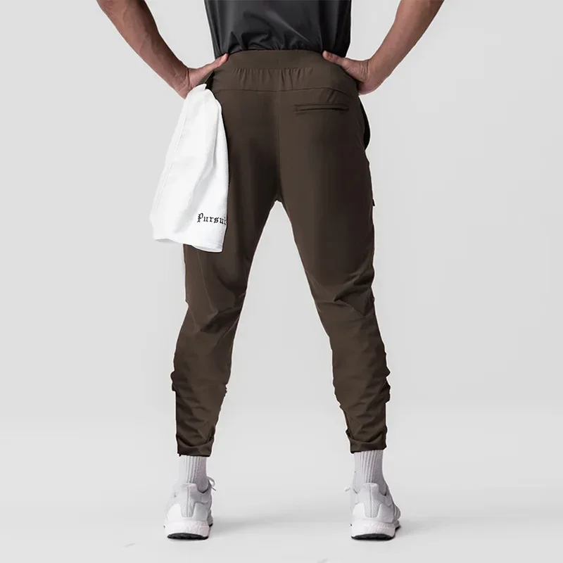 Men's Quick-Dry Zipper Joggers Gym Workout Pants Basketball Tactical Casual Streetwear Elastic Waist Outdoor Training Trousers