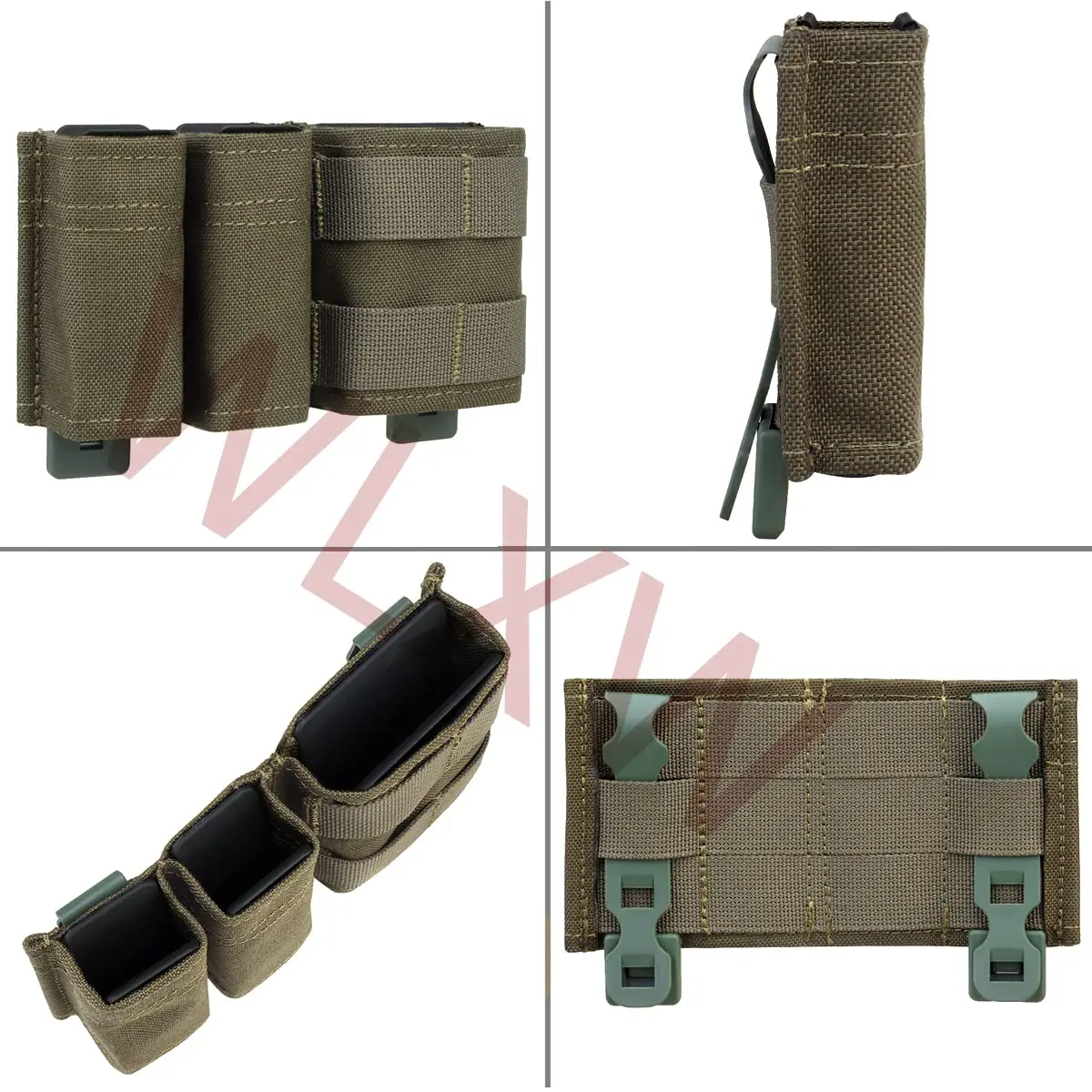 Conjunto de cinturón de batalla Molle, cinturón táctico ajustable con parte superior abierta táctica, bolsa Triple Mag, riñonera Molle y torniquete táctico