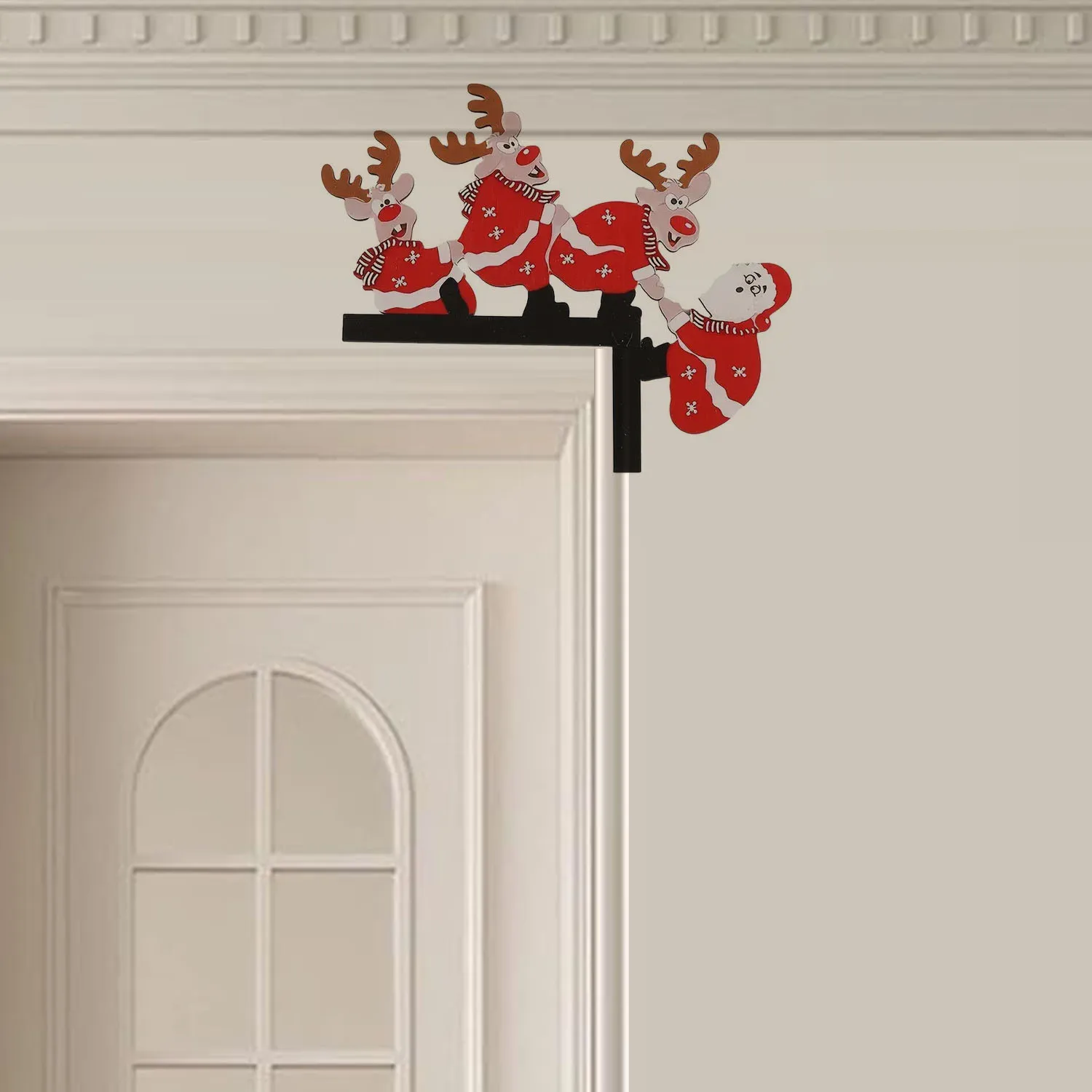 Graceful 1pc Santa and Reindeer Christmas Door Corner Sign – Home Elegance Char