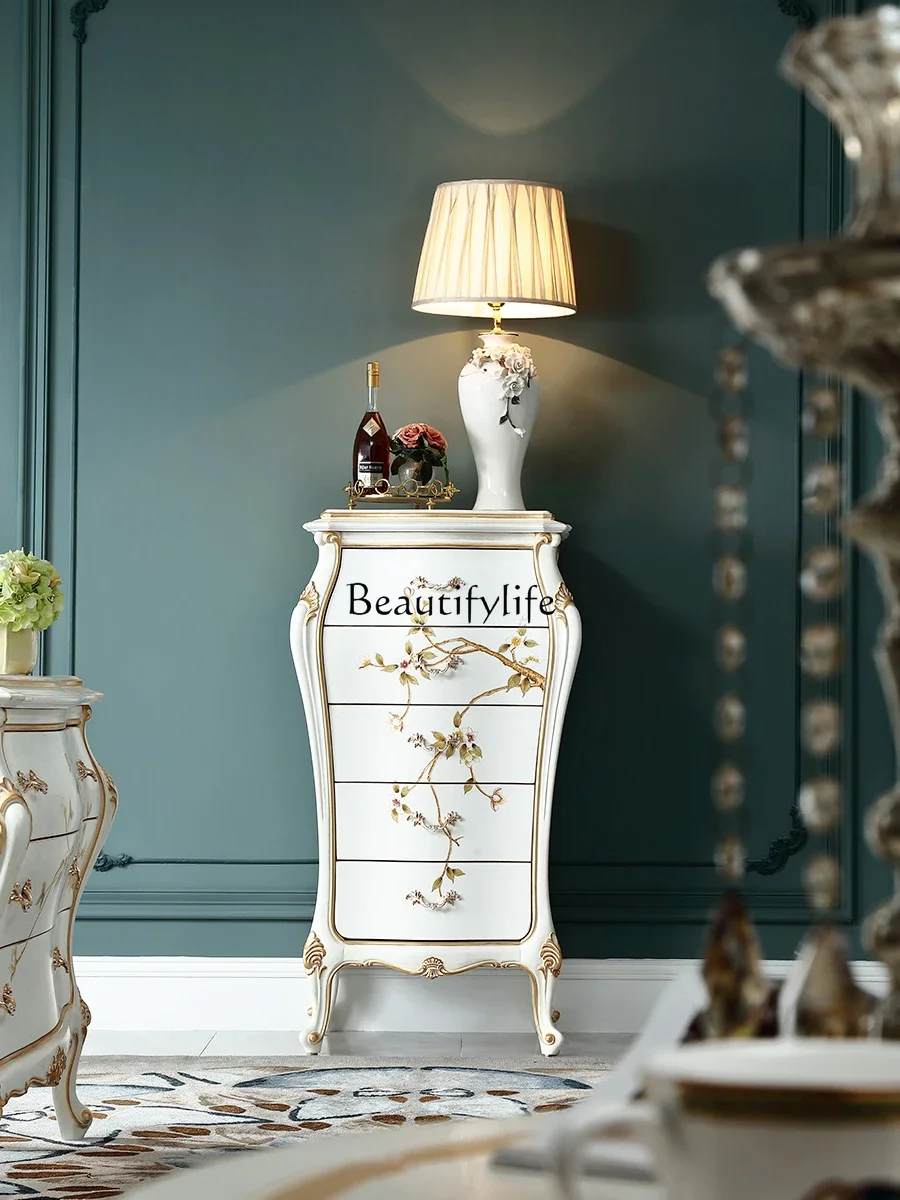 

FG11French Entry Lux Solid Wood Hand-Painted European Bedroom Clothes Closet Carved Drawer Decorative Locker