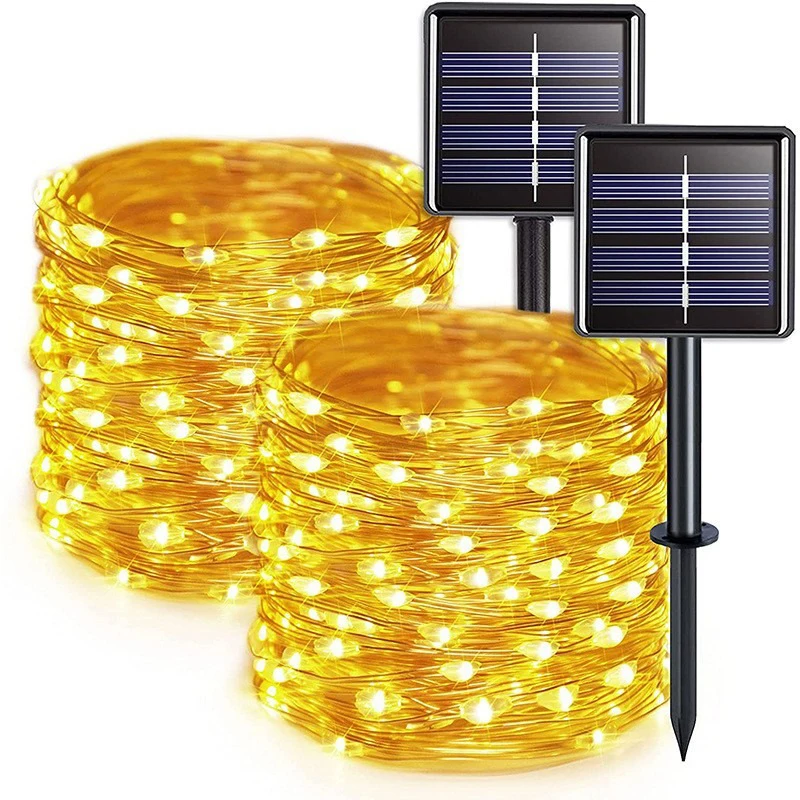 32m/22m/12m/7m LED Solar Light String Outdoor Waterproof Copper Wire Light Garden Wedding Fairy Lamp Christmas Decorative Light