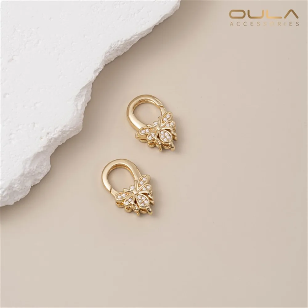

Micro-inlaid Zircon Spring Clasp 14K Gold-plated Five-pointed Star Bee Heart-shaped Lobster Clasp Diy High-end Accessory Clasp