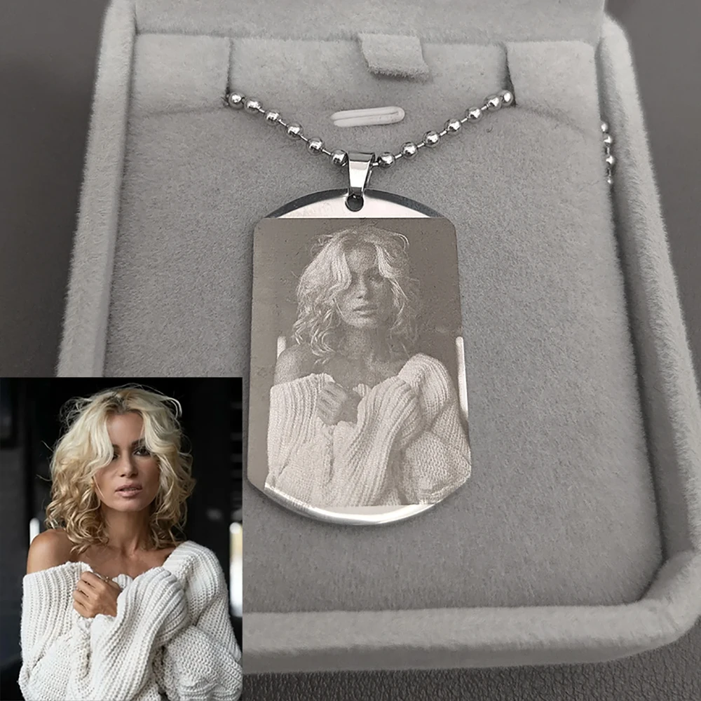 

Ожерелье с фотографией по индивидуальному заказу, ожерелье из нержавеющей стали с резьбой по имени, кулон, брелок для женщин, ювелирные изделия, персонализированный подарок на день рождения, брелок для ключей