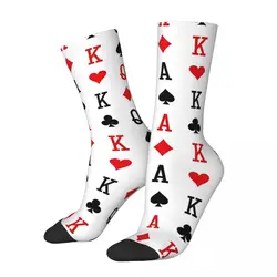 Funny Crazy Sock for Men Killer Hip Hop Vintage Playing Cards Happy Seamless Pattern Printed Boys Crew compression Sock Novelty