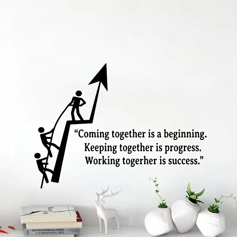 Modern Office Teamwork Success Wall Sticker Team Motivational Inspirational Quote Work Climbing Wall Decal Decor Home