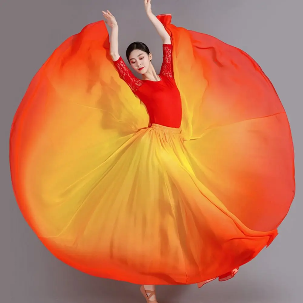 

Fashion 720 Degree Dance Training Skirt Gradient Color Big Swing Large Swing Skirt Retro Performance Performance Skirt Dance
