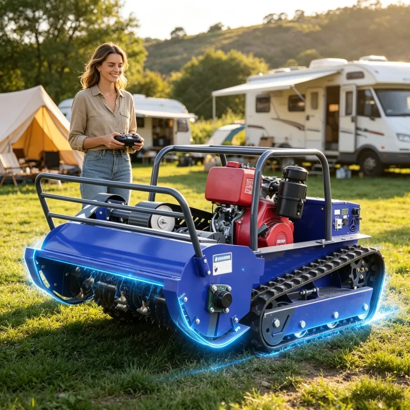 Customized Remote Control Flail Mower anti-slip tracks prevent sliding, mulch recycle to fertilize soil, fit terraces