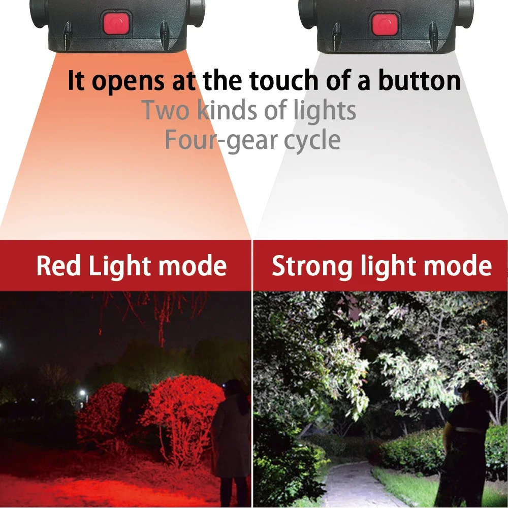 Cob Koplamp Met Rood Licht 4 Modi Waterdichte Draagbare Nacht Vissen Koplamp Zaklamp Krachtige Led Koplampen Usb Oplaadbaar