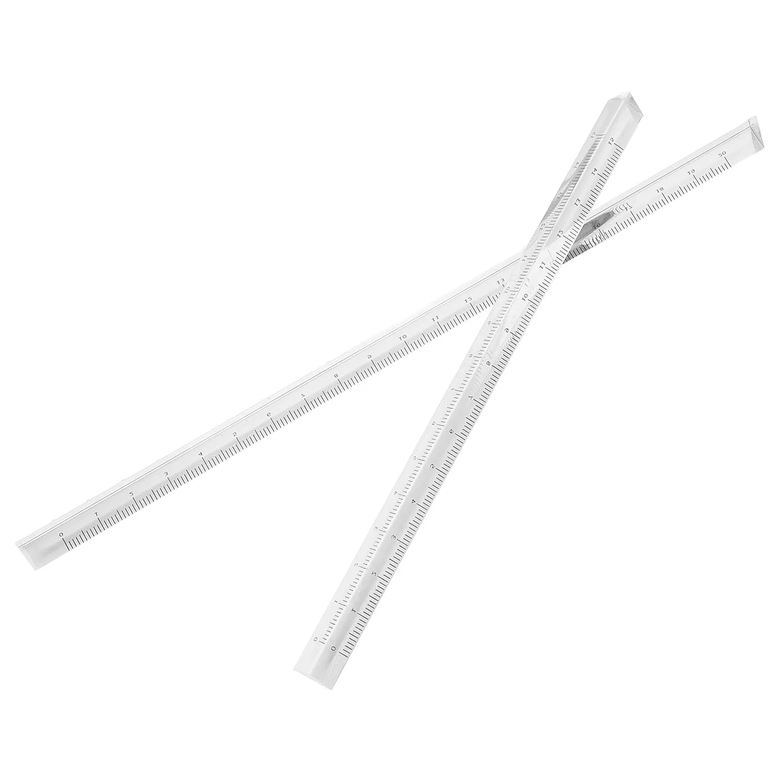 2pcs Transparent Triangular Clear Plastic Metric Ruler For Students School Office Use Lightweight Measuring Tool