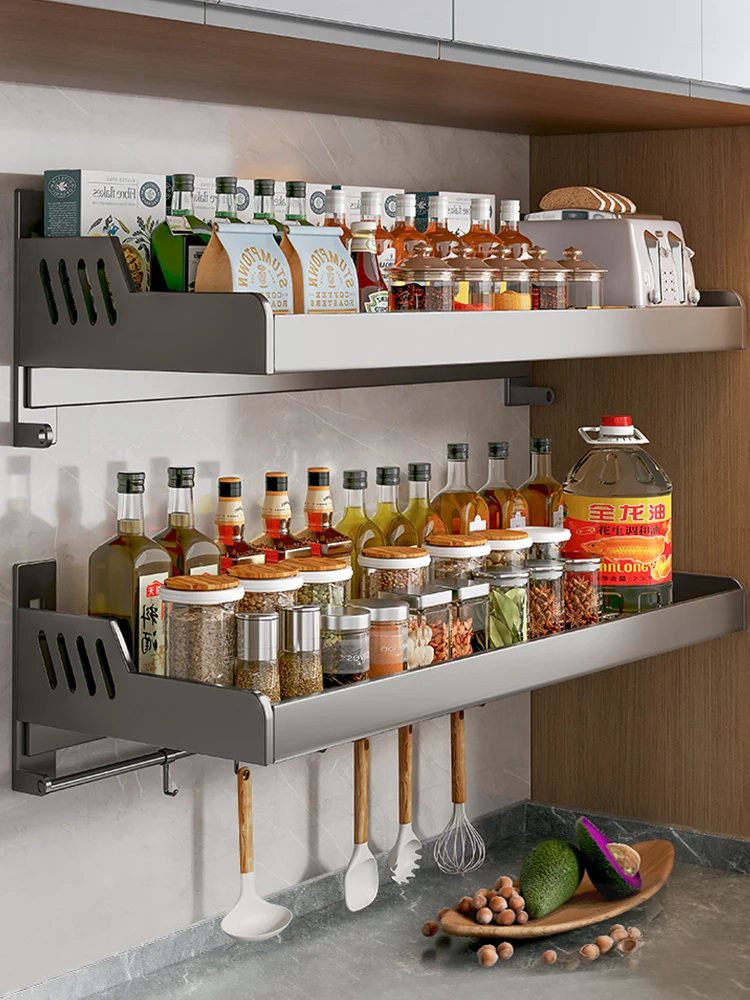 

Настенный кухонный держатель для специй без сверления, домашний многофункциональный органайзер, металлический, 2 обихода, Nordic Sle elf Ra