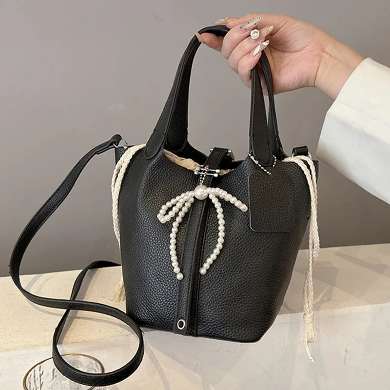 

100% Genuine Leather Bucket Bags High Quality Cowhide Fashion Women Crossbody Sac For Ladies New Luxury Female Shoulder Handbag