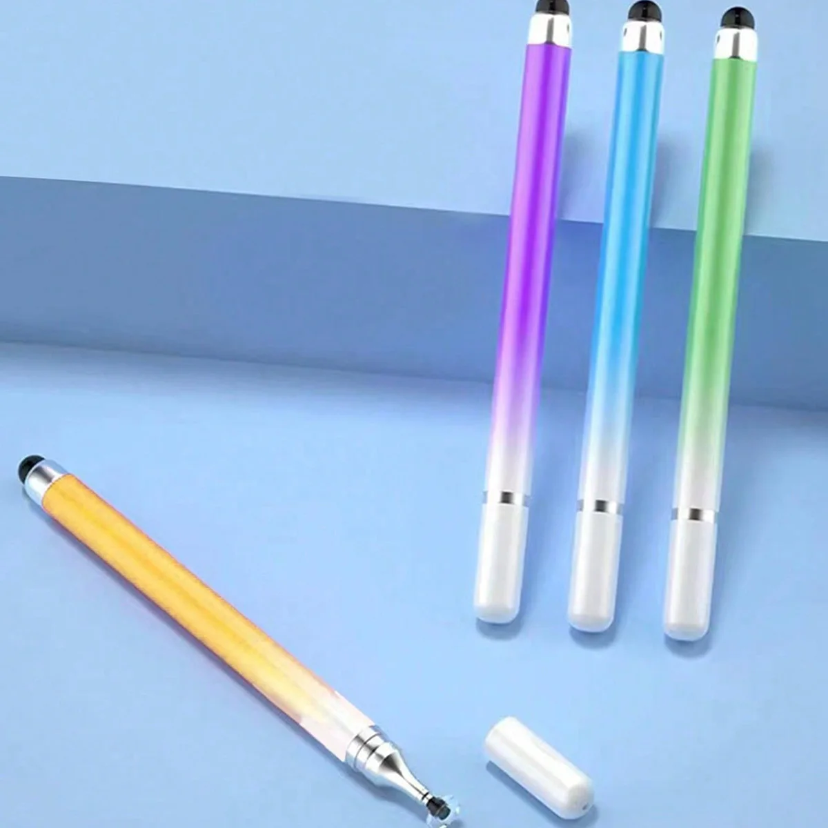 1 قلم لمس مزدوج الرأس بلون متدرج معكرون، قلم لمس عالي الدقة للهواتف المحمولة والأجهزة اللوحية، مناسب للرسم والرسم، متوافق مع قلم Apple iPad وHuawei Tablets Capacitive