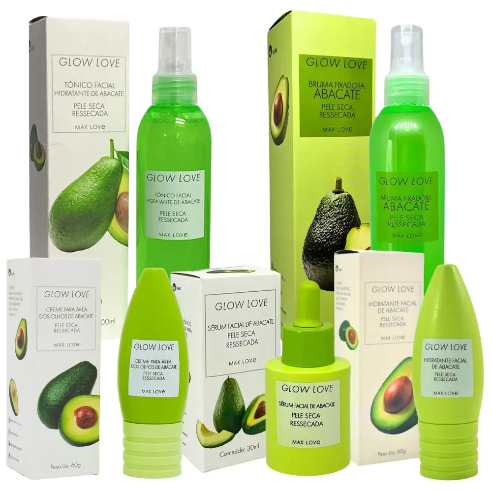 Kit completo de 5 artículos, línea Glow Love, Avacado Max Love