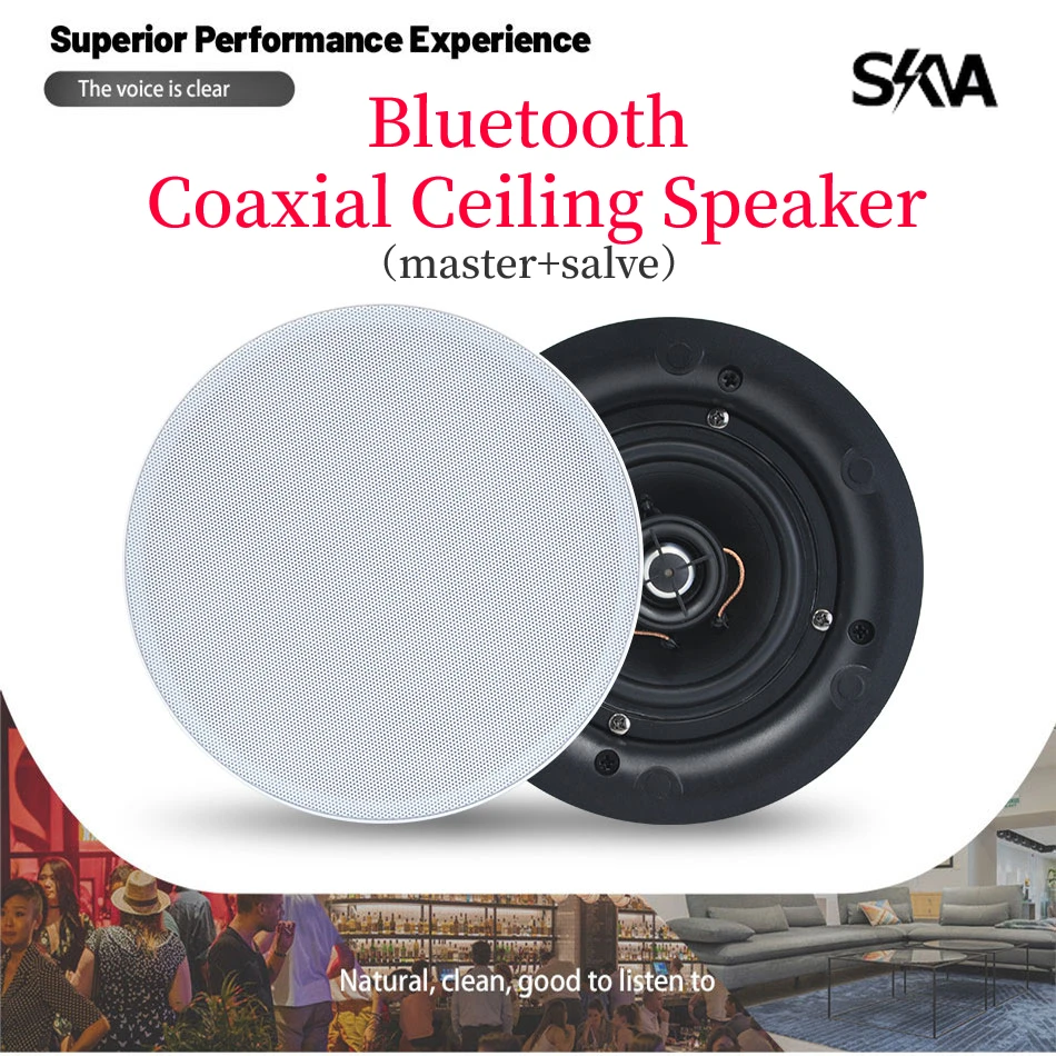 

20W Bluetooth Ceiling Speaker Built-in Digital Power Amplifier 4'' Frameless Coaxial Ceiling Speaker with Magnetic Grill 2pcs