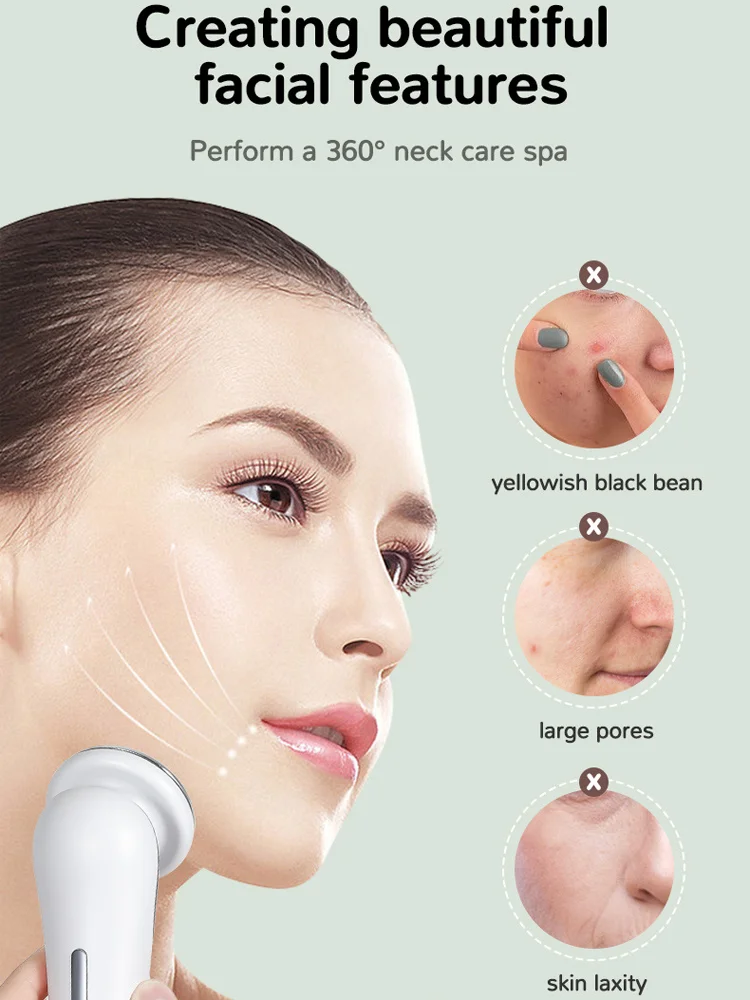 Masajeador facial y de cuello 4 en 1, dispositivo de infusión de suero facial, compresa fría/caliente de doble efecto, revitalizante, reafirmante y lifting de la piel