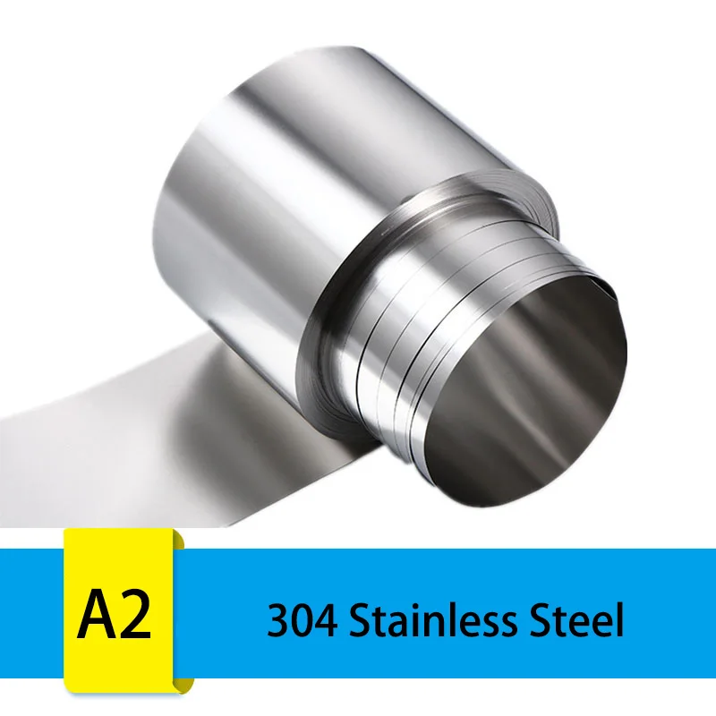 Thickness 0.01/0.02/0.03/0.04/0.06/0./8/0.1/0.2mm 304 Stainless Steel Foil Strip Sheet Thin Plate 100/200mm Width X 1metre