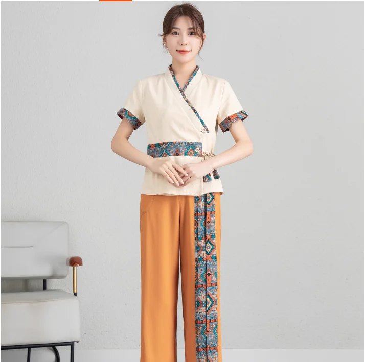 

Thai Style SPA Massage Technician Work Uniform Set, Beautician Fashion Work Uniform