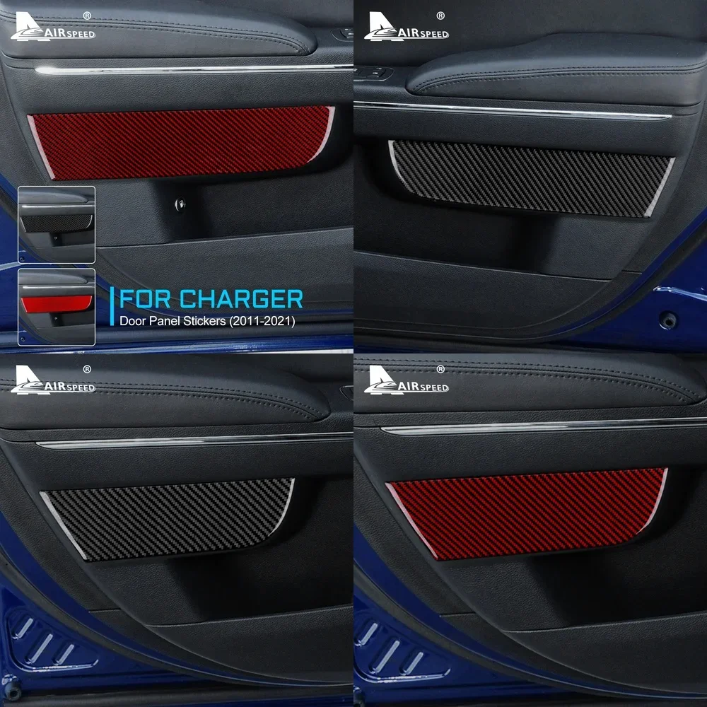 

AIRSPEED 4pcs Carbon Fiber Interior Trim for Dodge Charger 2011-2023 Car Side Door Panel Cover Sticker Car Styling Accessories