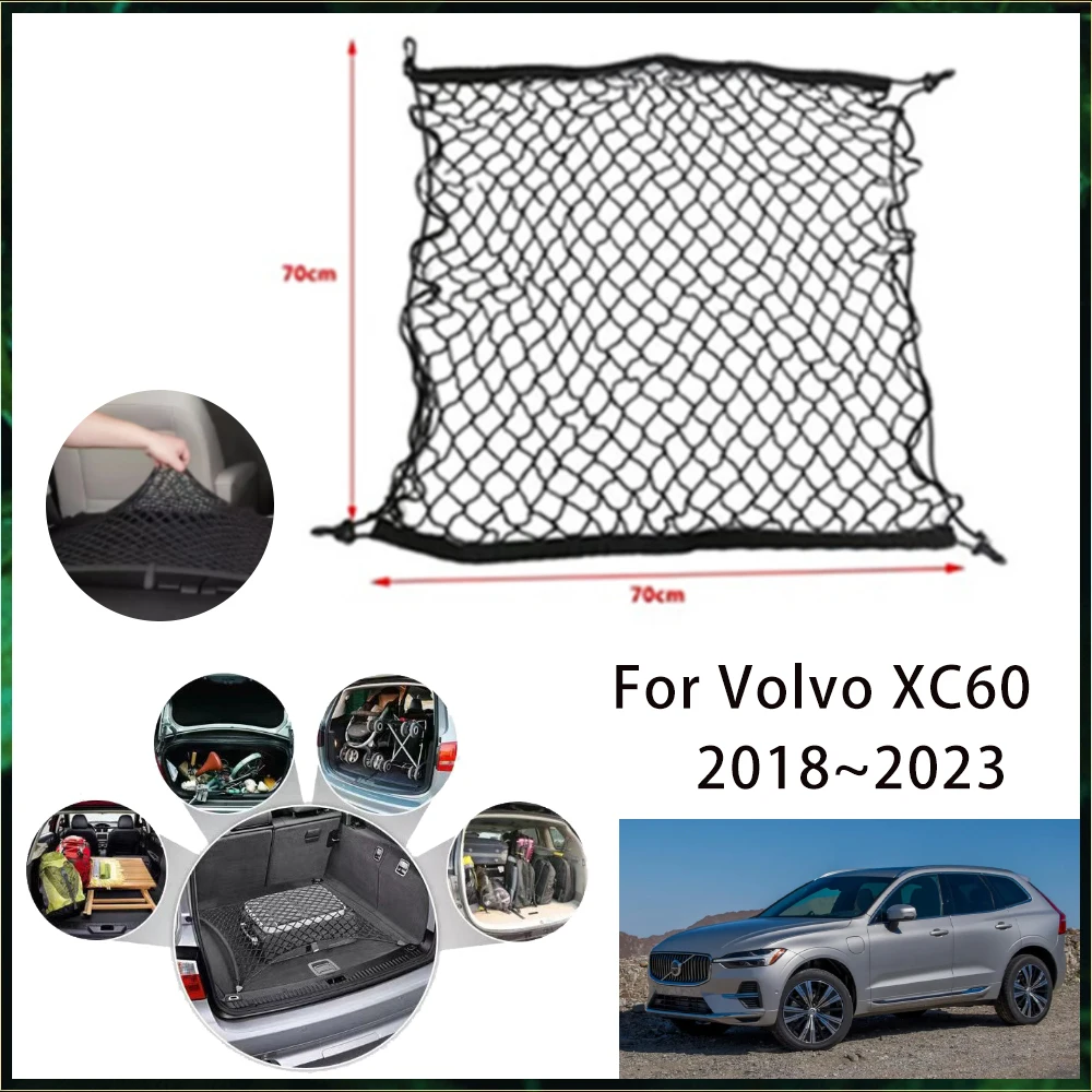 

Car Trunk Net For Volvo XC60 2023 Accessories T8 AWD B5 Plug-in Hybrid 2018~2022 Luggage Elastic Storage Cargo Mesh 2020 2019