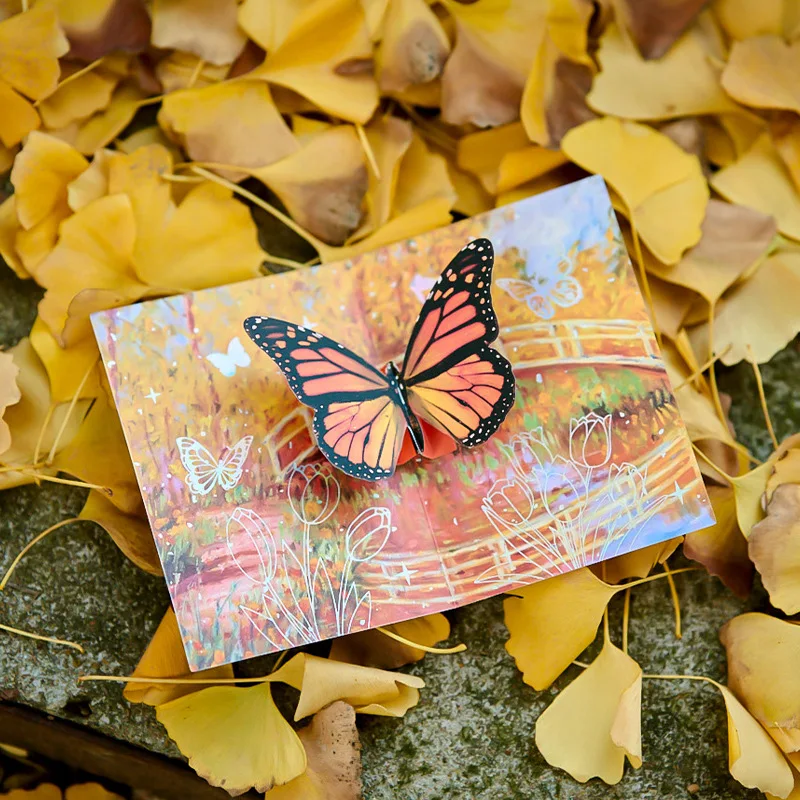 Sobres de papel de aluminio dorado con postales, sobres de efectivo de mariposa Kawaii, cubierta de tarjetas de felicitación de fiesta de boda,