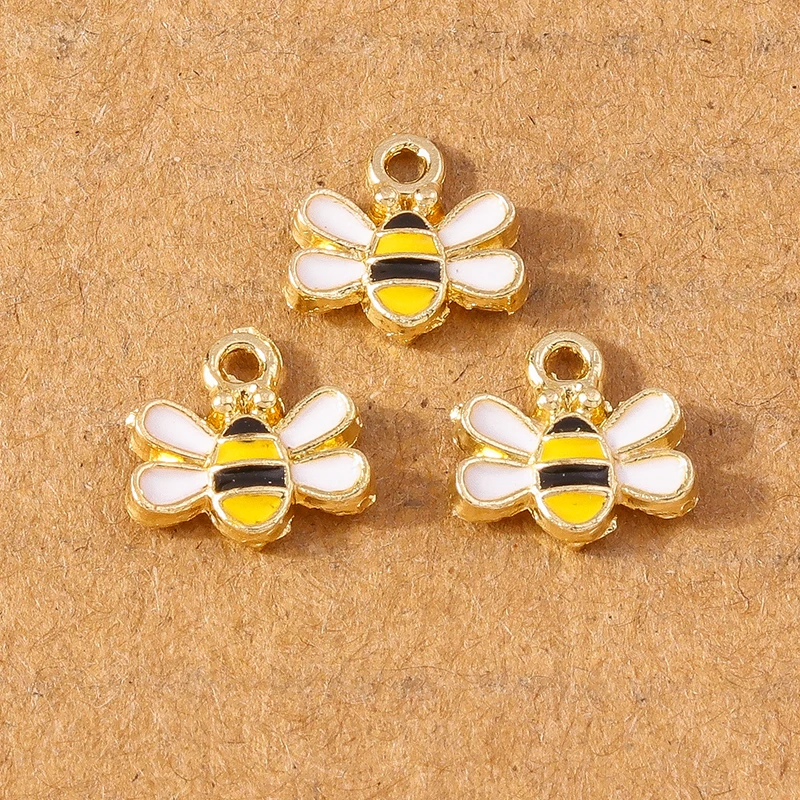 10 Stück niedliche Emaille-Strasssteine, Biene-Anhänger, Charms für Schmuckherstellung, Halskette, Ohrringe, DIY, Armband, Zubehör, Zubehör – Detail 7