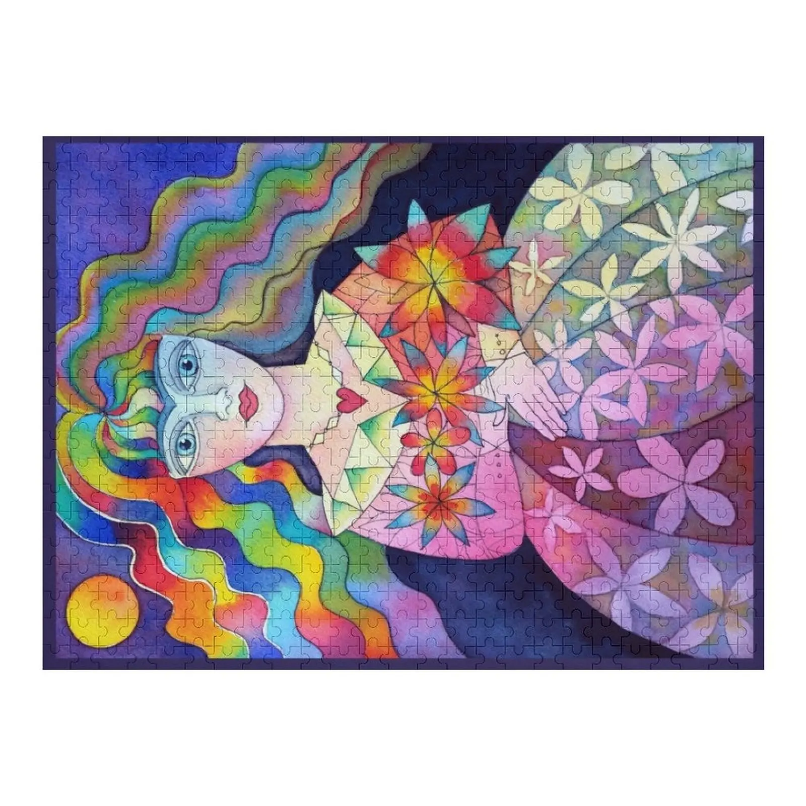 

Цветочная девочка с радужными волосами. Пазл на заказ для детей. Лес для взрослых. Рождественские подарки. Пазл.