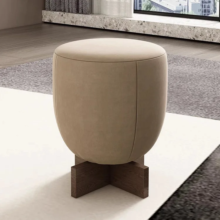 

Современный круглый пуфик из бархатной ткани, подходит для гостиной, спальни, мебели для квартиры, дивана, углового пуфика, подставки для ног, дре.