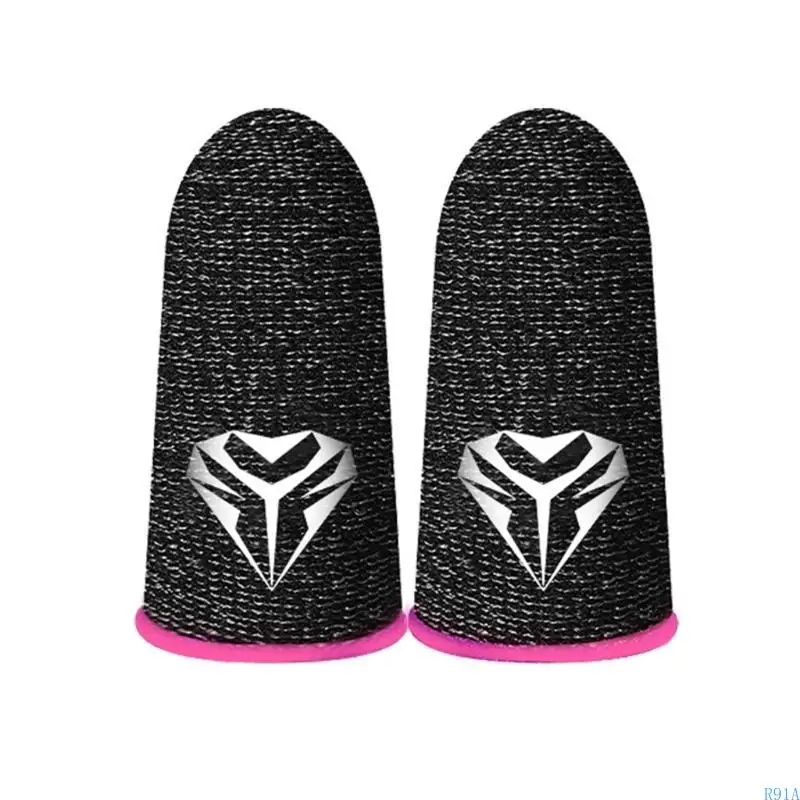 모바일 게임 컨트롤러 용 R91A 게임 핑거 슬리브, 0.3mm 전도성 실버 섬유 방지 통기성 게임 장갑