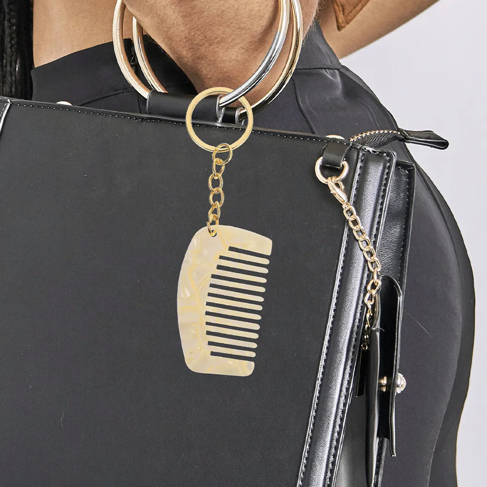 4Pcs Mini Comb Keychains Compact Travel Hair Detangle Comb Wide Tooth Portable Small Styling Tool Creative Keychain