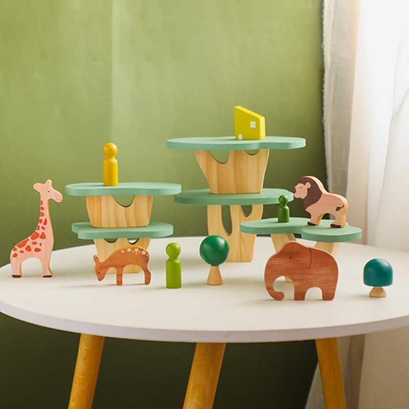 Wald Bausteine Holz Montessori Spielzeug Kreative 3D Puzzle Szene Platzierung Spiel Baby Balance Spielzeug Zimmer Dekoration Baby Geschenk – Detail 6