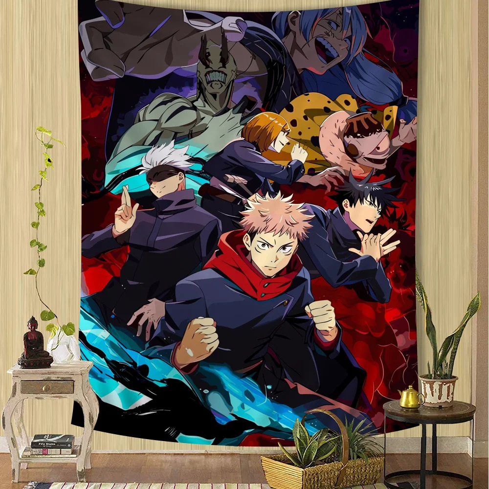 Jujutsu Kaisen Anime Hanging Bohemian Tapestry Hanging Tarot Hippie Wall Rugs Dorm Wall Hanging Home Decor