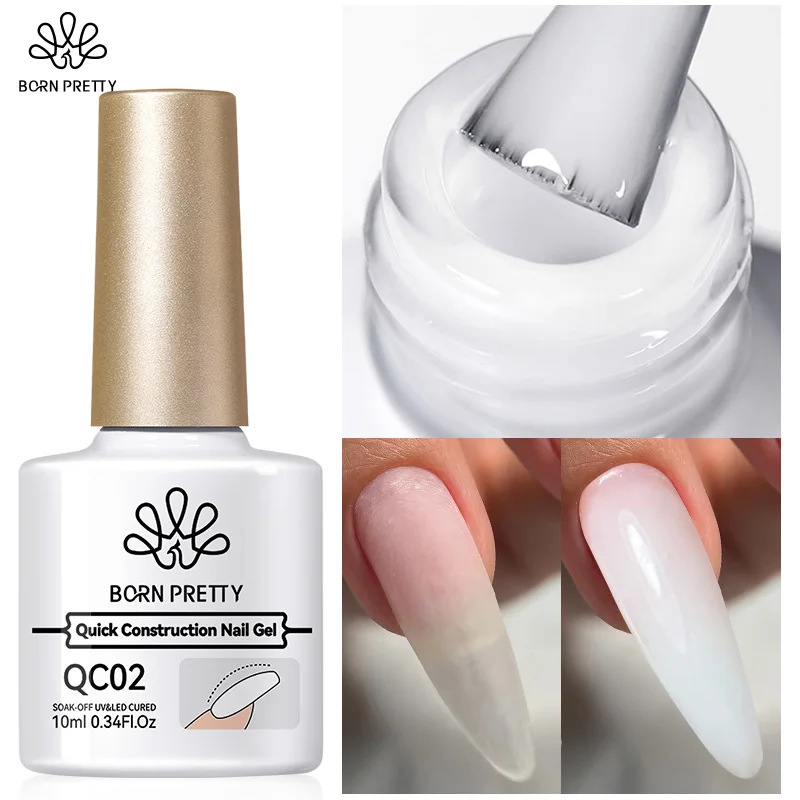 BORN PRETTY 10ml Milky White Quick Construction Gel Polish Semi Transparent Strengthener Jelly Color Nail Gel Varnish