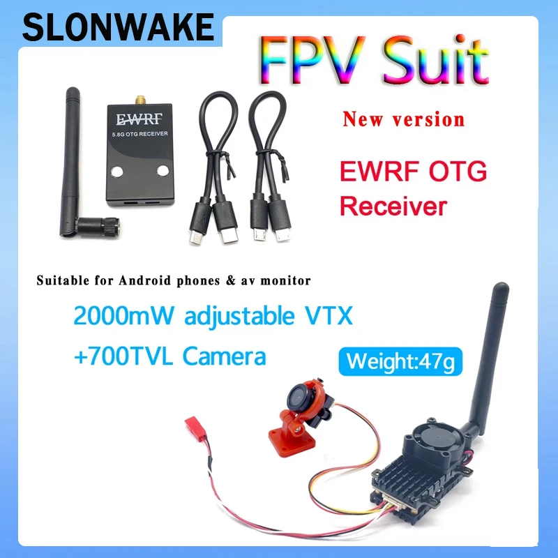 

Long Range EWRF OTG Receiver Android Video Capture and5.8G 2000mW 48CH FPV Wireless Transmitter VTX Range Over 20Km with 1.4mm C