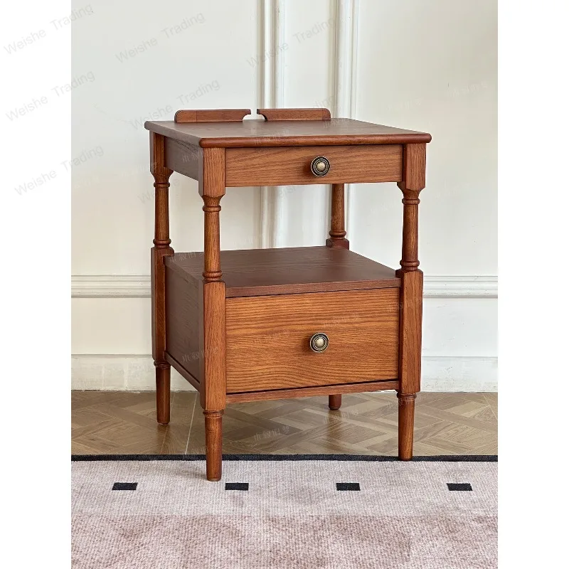 Solid wood bedside antique little Rosa French retro bedside cabinet storage cabinet bedroom bedside cabinet small apartment