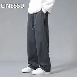 2024 New Wide Leg Pants Men Climbing Trousers Neutral Loose Casual Streetwear Straight Comfortable Fabric Outdoor Fashion Pants