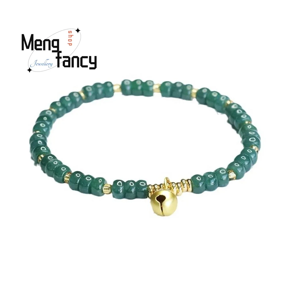 Natural A-goods Jadeite Blue Water Abacus Beads Jade Bracelet Exquisite Elegant Simple High-grade Luxury Quality Fashion Jewelry