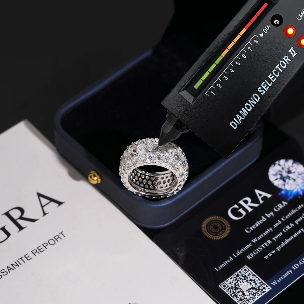 Blingminer  Big Asscher Cut VVS Moissanite Rings For Men Women S925 Silver Finger Jewelry Pass Diamonds Tester Free Shipping