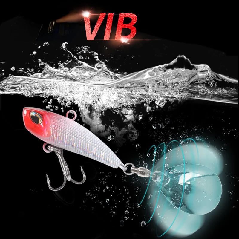 Original Metal VIB Spinner Bait Wobbler Trolling Bait Fishing Lure Rotating Tail Vibration Sequins Predator for Pike Bass