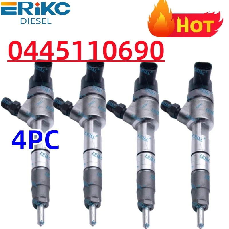 0 445 110 690 0445110690 فوهة حاقن الديزل المتينة لمحرك شاحنة Foton 4JB1 0445110691 0 445 110 691 ERIKC 4 قطعة