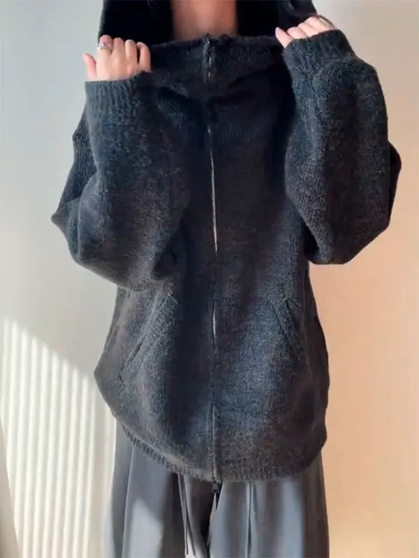 

Мужской кардиган-худи American Sle Heavyweight с двойной молнией, осенне-зимний, вязаный, премиум-класса, для создания непринужденного образа