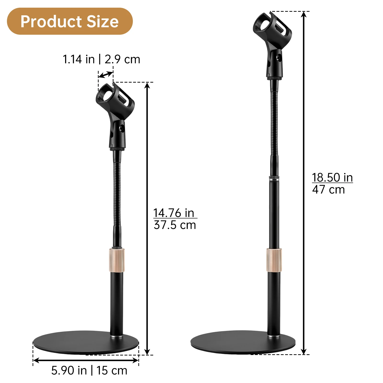 Desk Mic Stand Adjustable Height 9.6-13.9