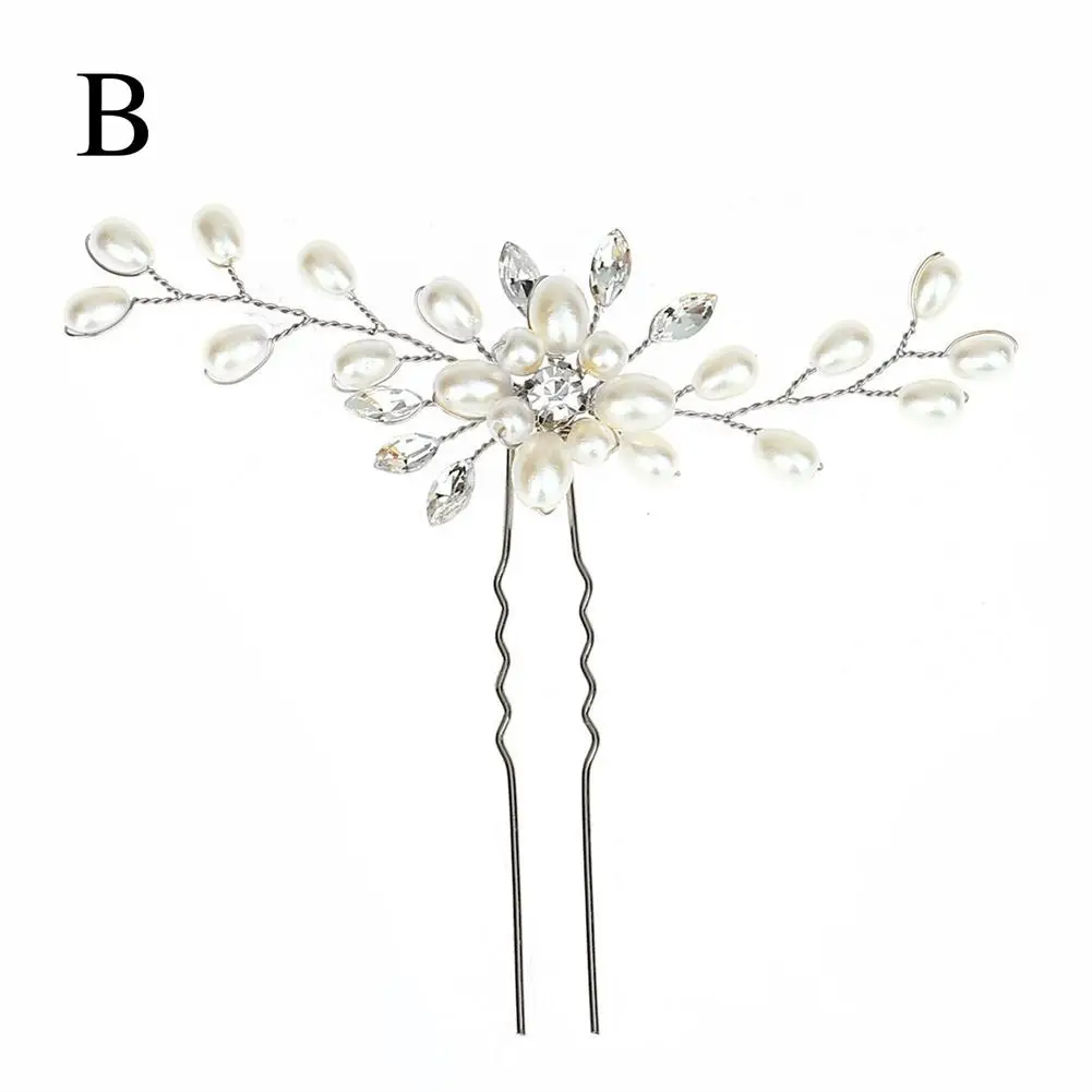 Elegant Bridal Pearl Hairpin With Rhinestone Handmade Beautiful Pins Wedding Crystal Accessories Hair Flower Hair Y0C6