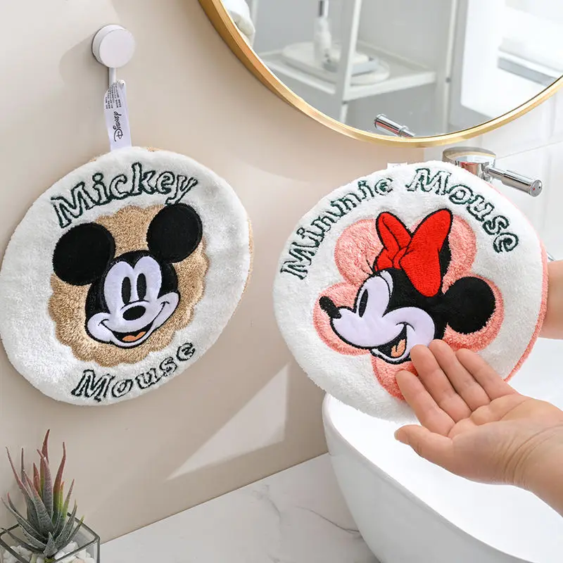 Disney Mickey hand towel coral velvet hanging cartoon bathroom absorbent and lint-free kitchen rag couple home handkerchief