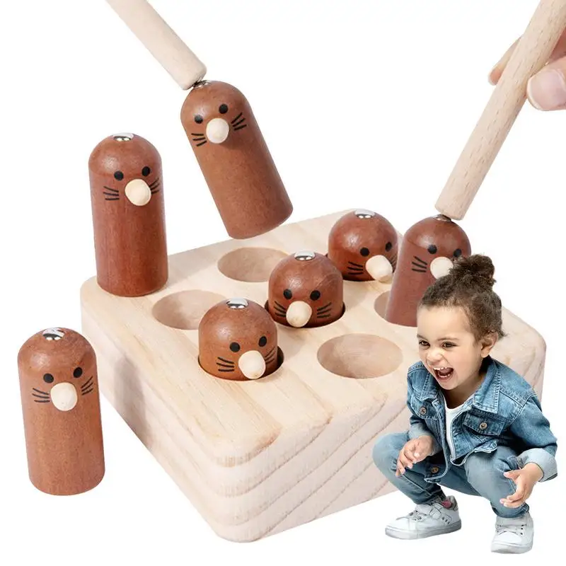 

Wooden Hammering Pounding Toy Magnetic Pounding Game For Children Well-Polished Early Education Exercise Toy For Christmas