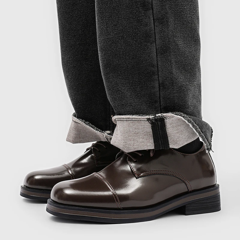 High Quality Loafers Men's Formal Wear Business Lace Up Patent Leather Shoes White Casual Shoes Comfortable Soft Bottom Moccasin